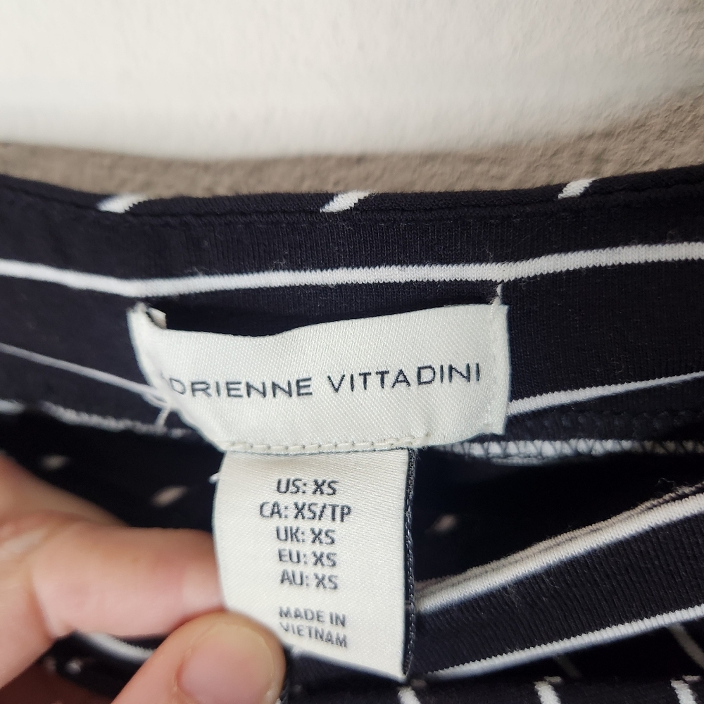 Nwt Adrienne Vittadini Black White Striped Wrap Skirt Tie - Picture 3 of 5
